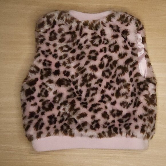Starting Out Infant Girls Pink Leopard Print Faux Fur Vest 9 Months - Picture 2 of 5